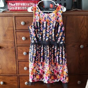 Suzy Shier Floral Midi Dress - Black and Multicolor